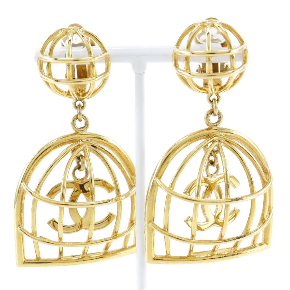 Chanel Birdcage Earrings Gold Plated Jewelry