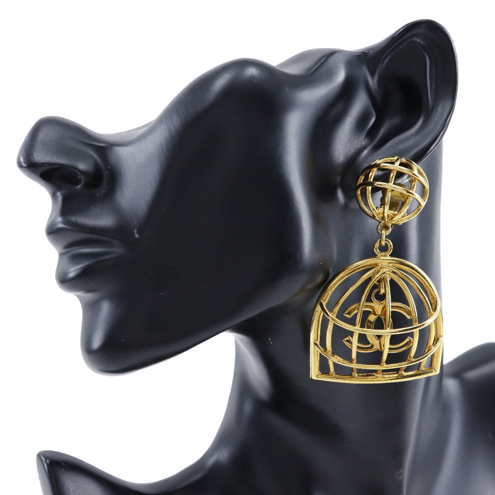 Chanel Birdcage Earrings Gold Plated Jewelry