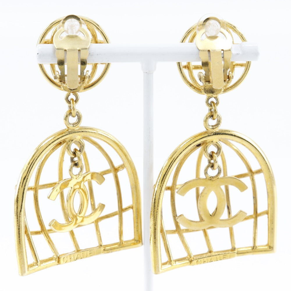 Chanel Birdcage Earrings Gold Plated Jewelry