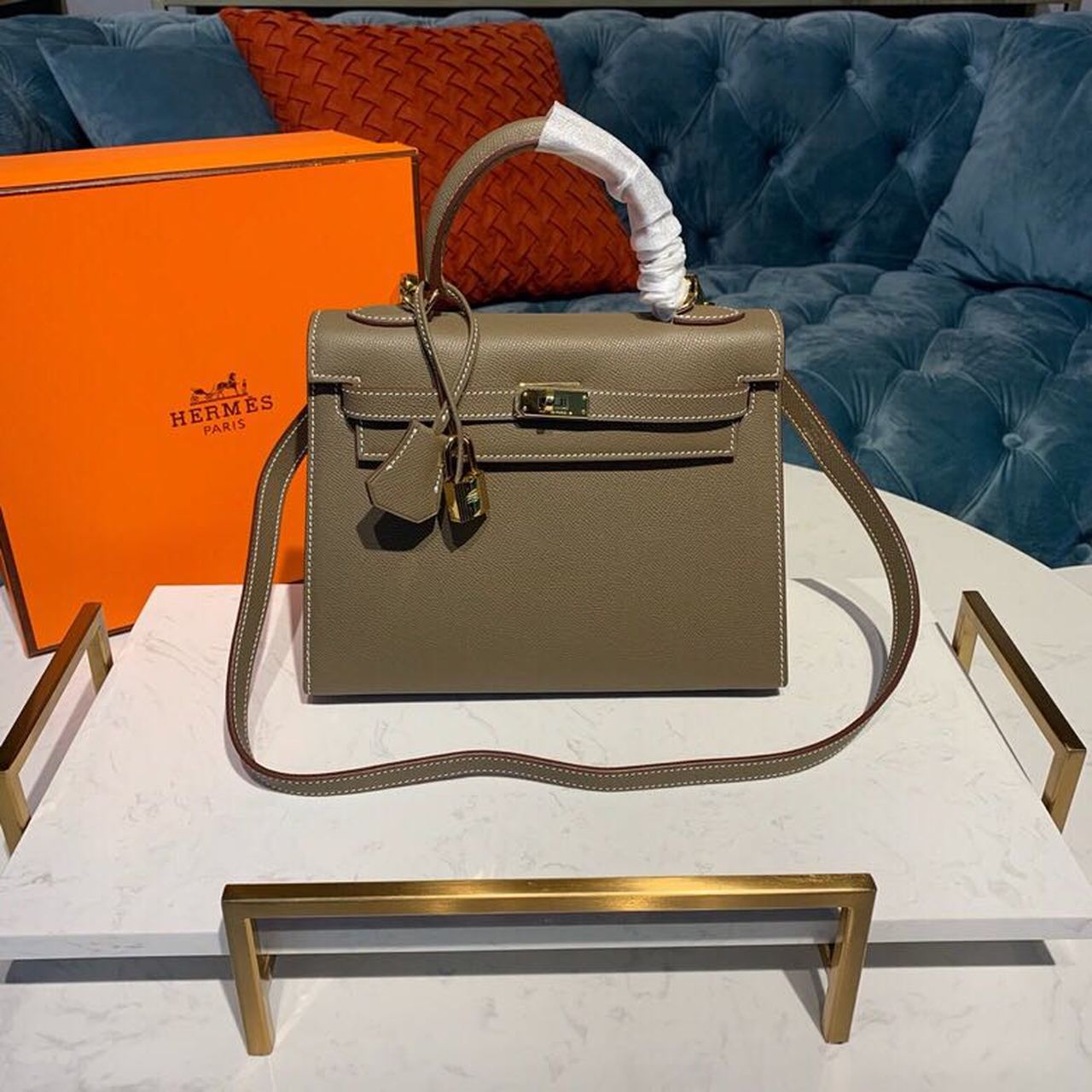 Top Quality Kelly Sellier Epsom Etoupe Bag Shoulder Bag