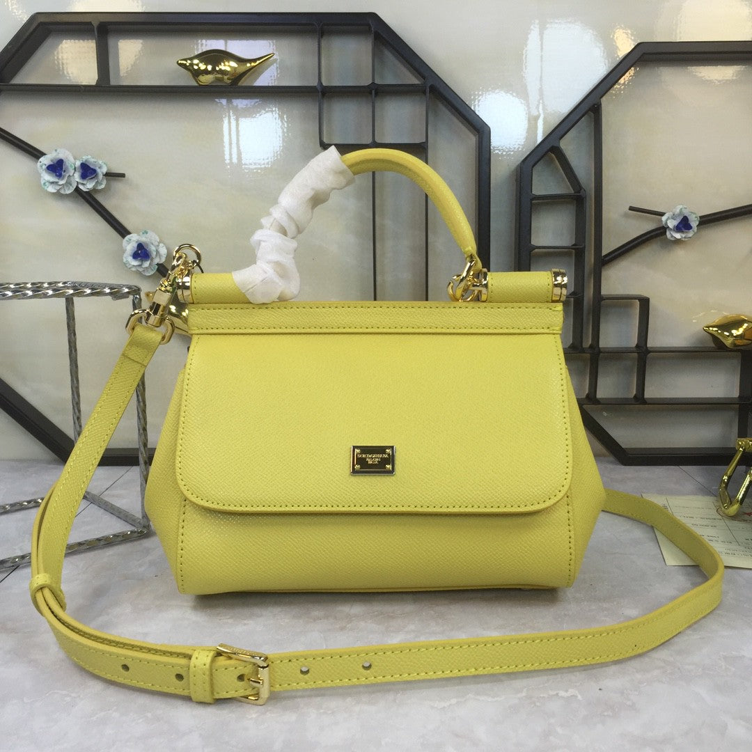 Top Quality Sicily Handbag In Dauphine Yellow Medium Travel Bag