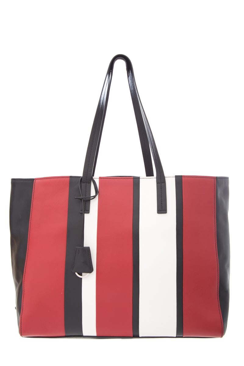 Prada Multi Striped Tote Leather Tote Bag