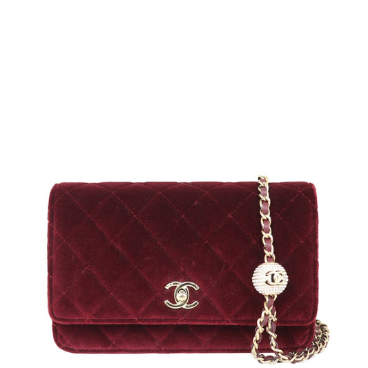Chanel Pearl Crush Velvet Wallet on Handbag Chain