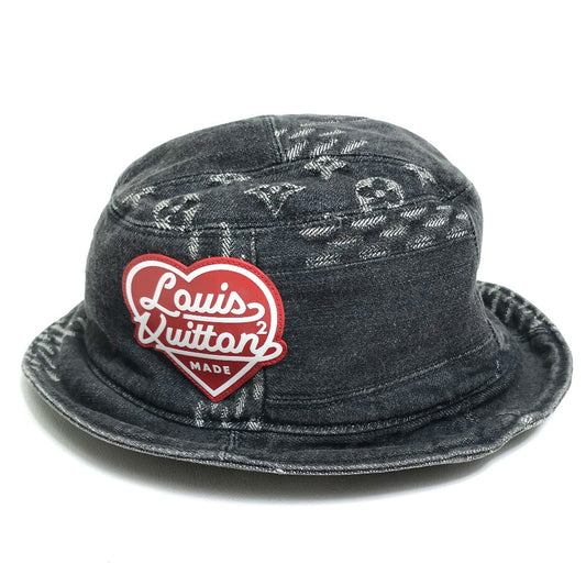Louis Vuitton x bonnet MADE Heart „M Denim Cotton Black White Hat