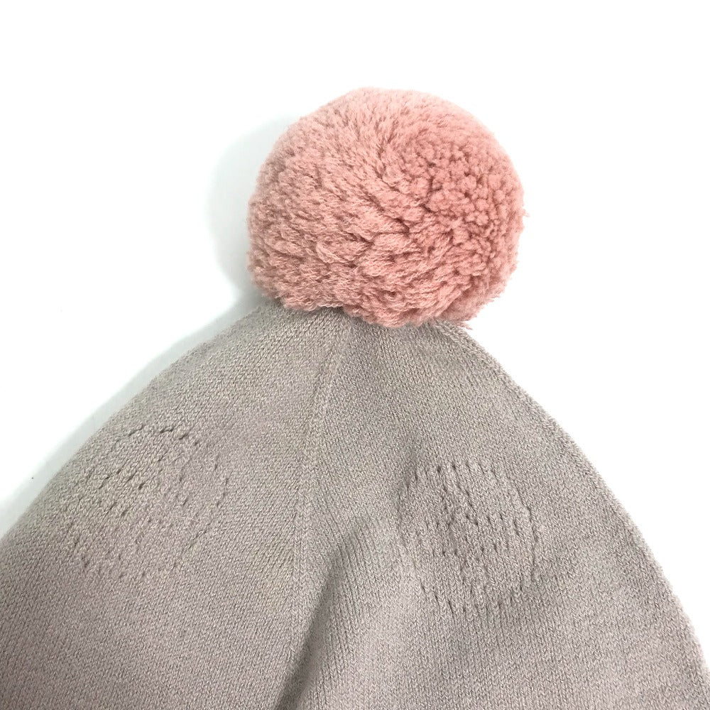 Louis Vuitton Knit M75540 pompoms Monogram Nylon Wool Beige Hat