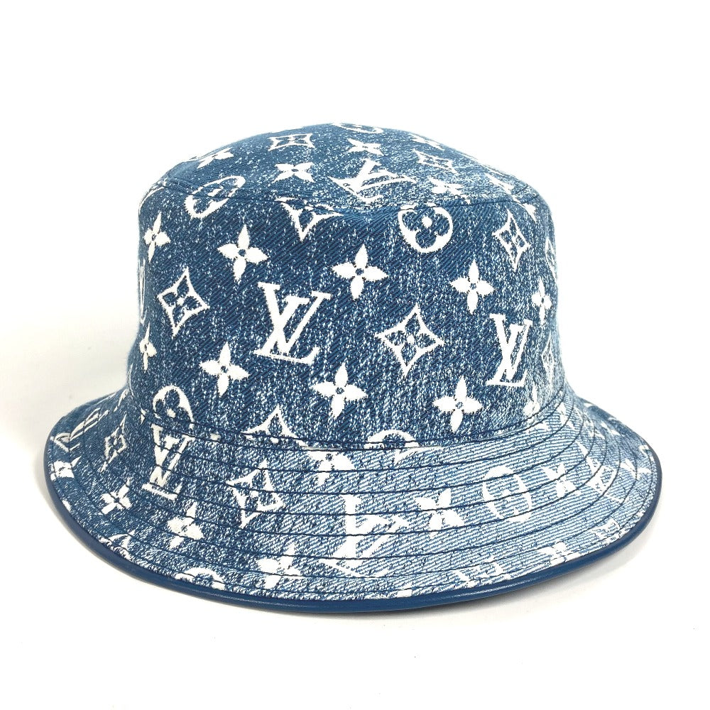 Louis Vuitton M77435 Polyamide Bucket Monogram Denim Cotton Blue Hat