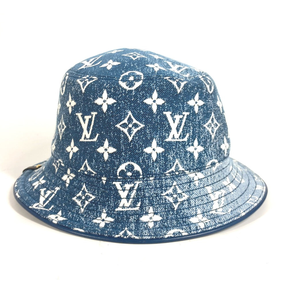 Louis Vuitton M77435 Polyamide Bucket Monogram Denim Cotton Blue Hat