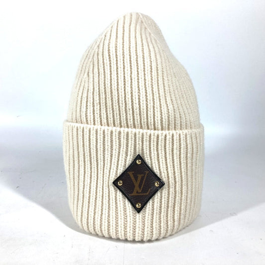 Louis Vuitton Knit M76707 emblem Bonnet Beanie Monogram Wool White Apparel