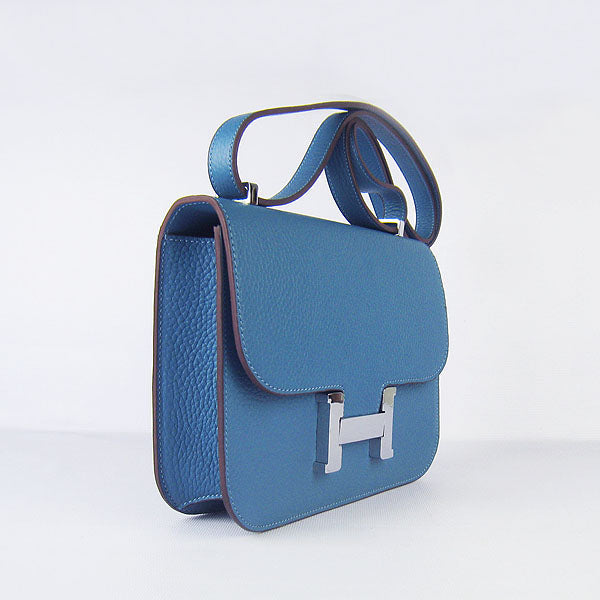 Hermes Luxury Constance Cowskin Bag H Leather Blue Travel Bag