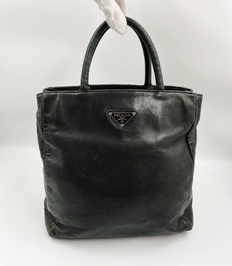 Prada Tote Leather Black Tote Bag Leather Tote 2