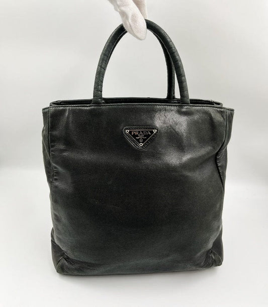 Prada Tote Leather Black Tote Bag Leather Tote 2