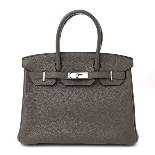 Hermes Taurillon Clemence Birkin Etain Handbag Travel Bag 30 Etain 1676218