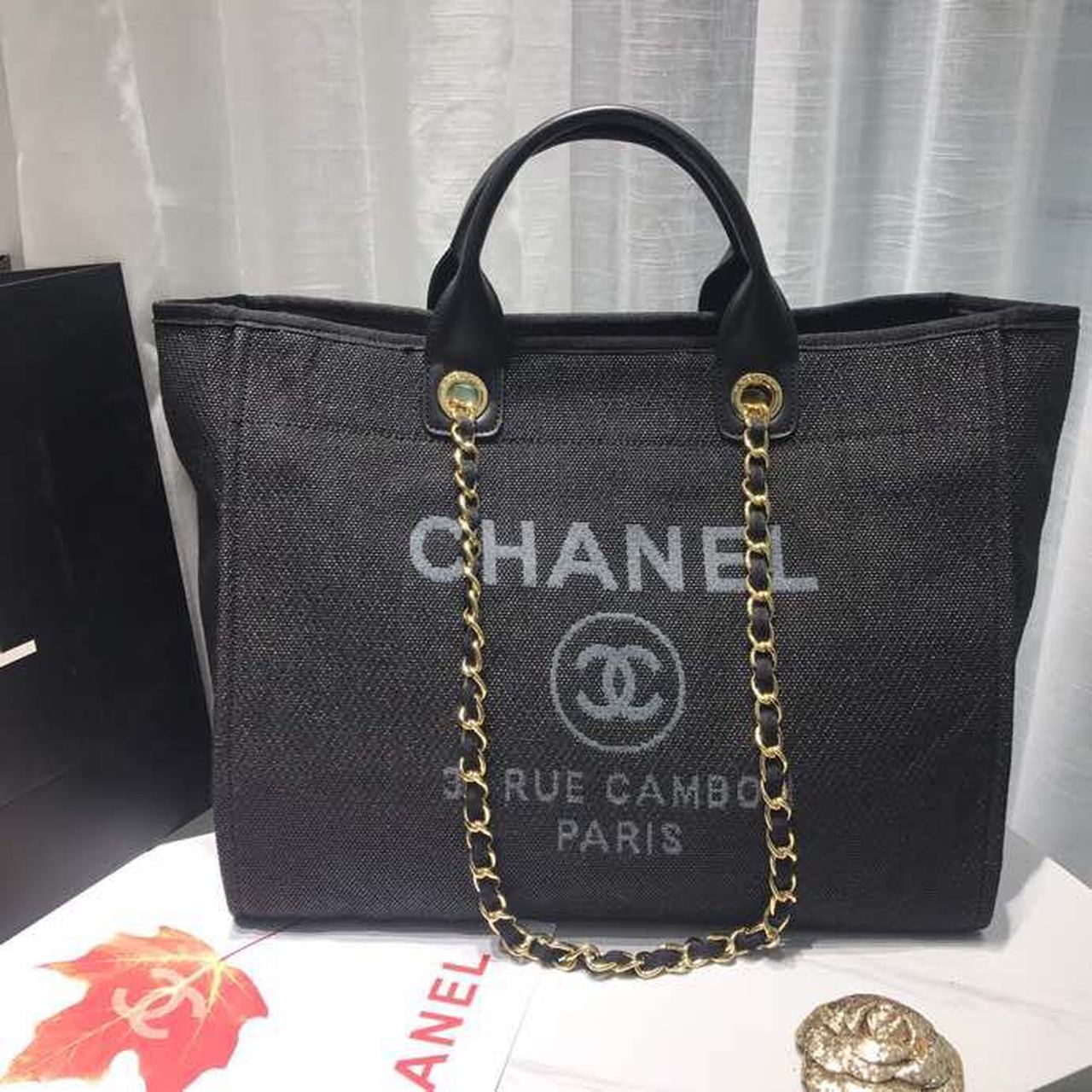 CHL Deauville Multi 14.9in 38cm Canvas Black Grey Tote Bag