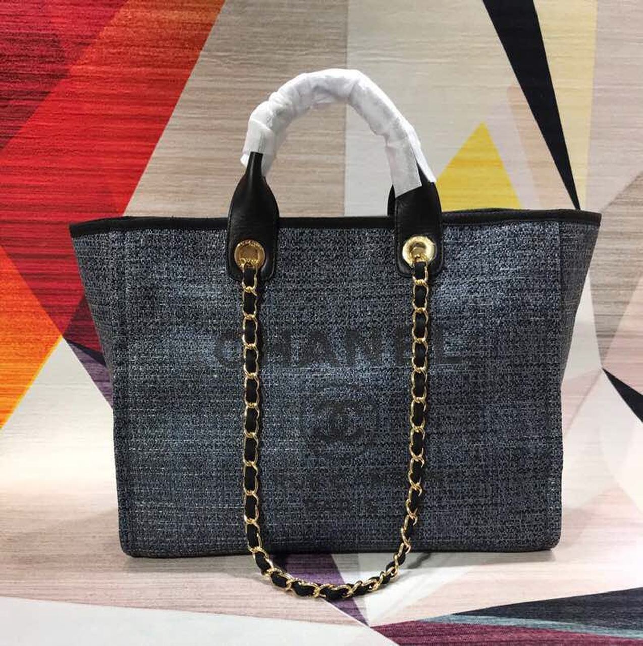 CHL Deauville 38cm Dark A66941 Black Tote Bag