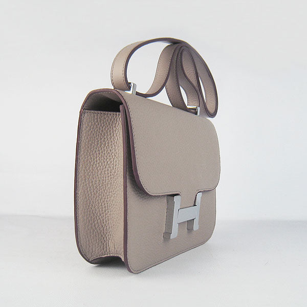 Hermes Luxury Constance Cowskin Bag H Grey Leather Silver Travel Bag