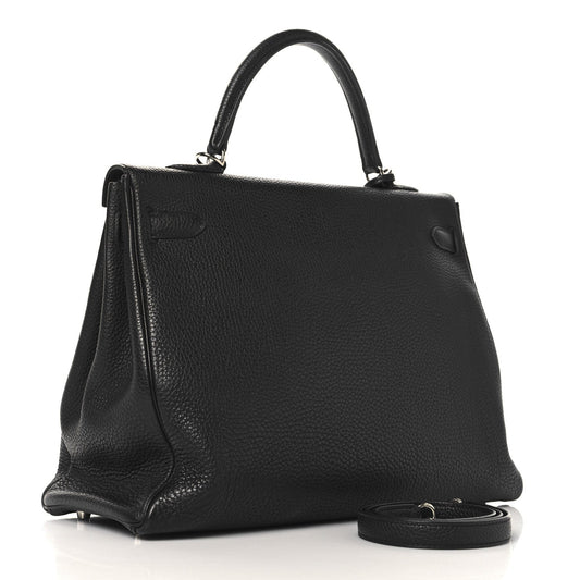 Hermes Togo Kelly Retourne Handbag Black Travel Bag 35 Black 1758841