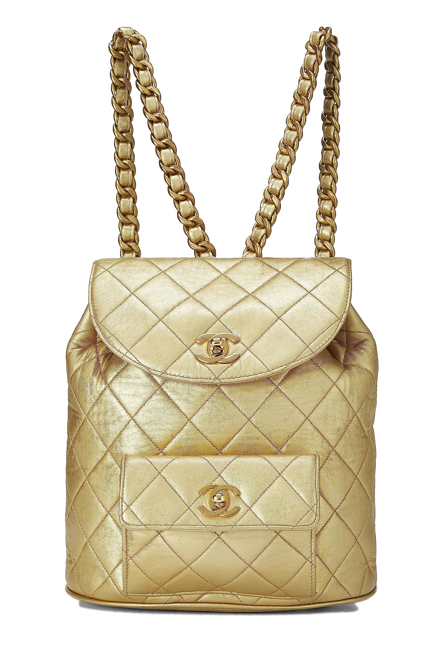 Chanel Gold Metallic Lambskin Classic Backpack Mini, Gold