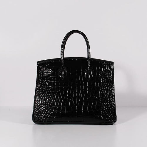 Hermes Luxury Birkin Cm Crocodile Bag With Strap Leather Black Travel Bag