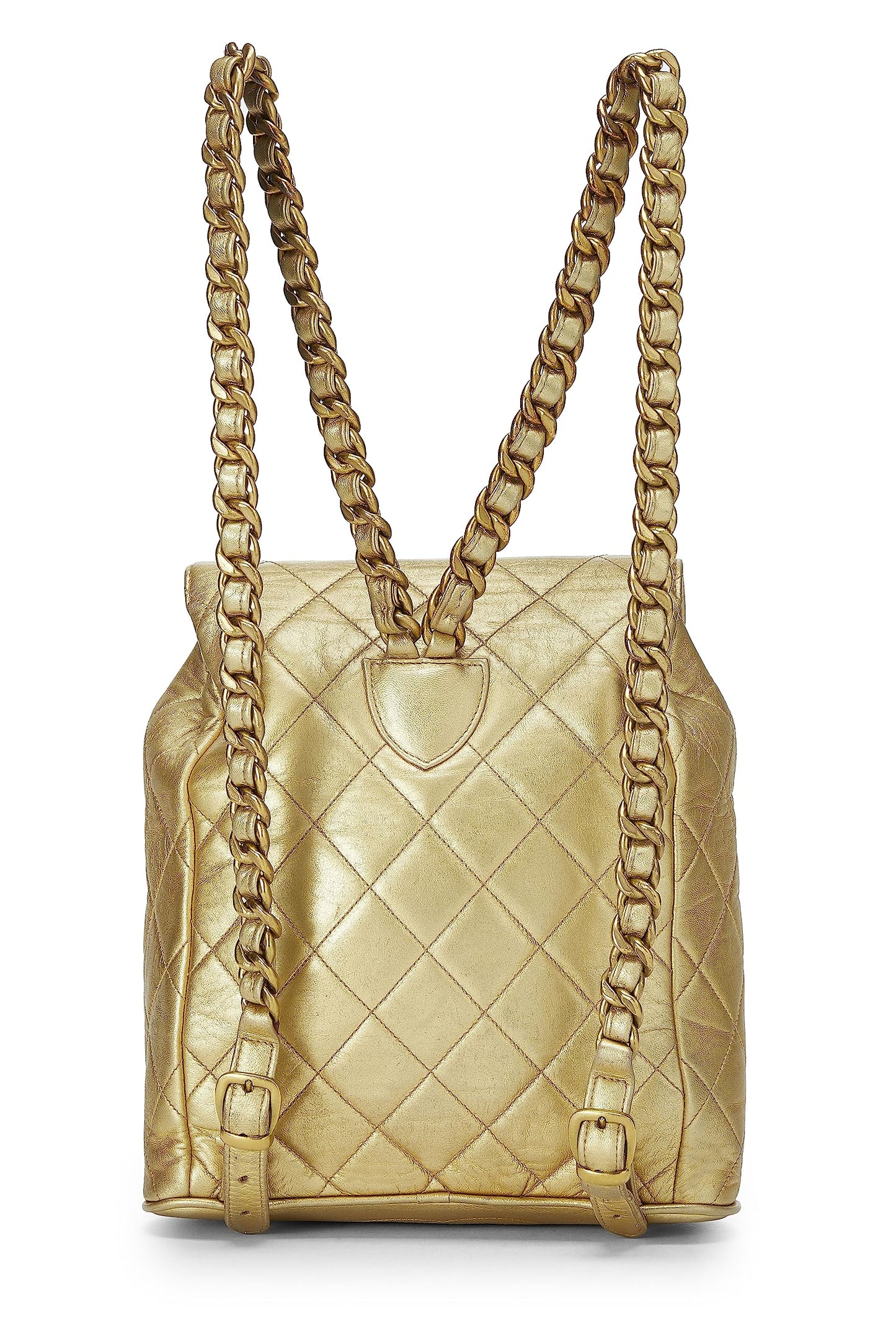 Chanel Gold Metallic Lambskin Classic Backpack Mini, Gold