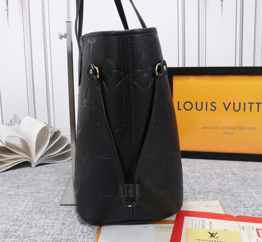 Louis Vuitton Neverfull MM Empreinte , 12.2in Monogram Black Shoulder Bag