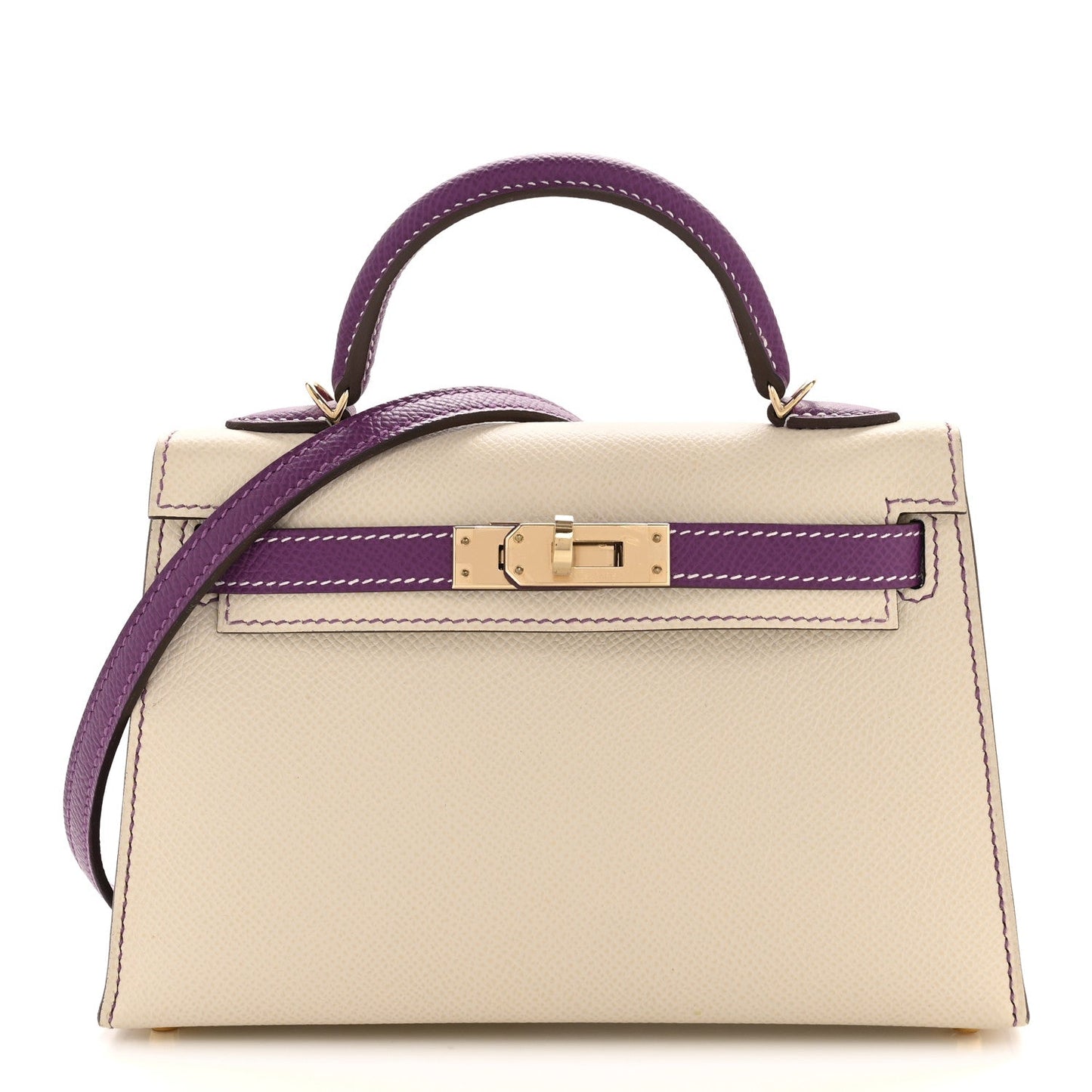 Hermes Epsom Horseshoe Kelly Sellier Craie Anemone Handbag Mini Shoes