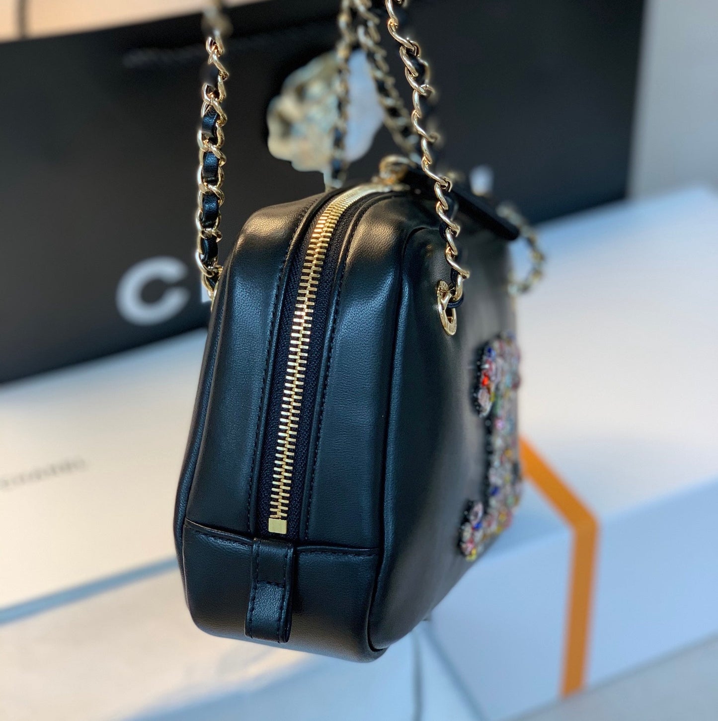 CHL Camera Cubic Top Qualityamonds Black Handbag