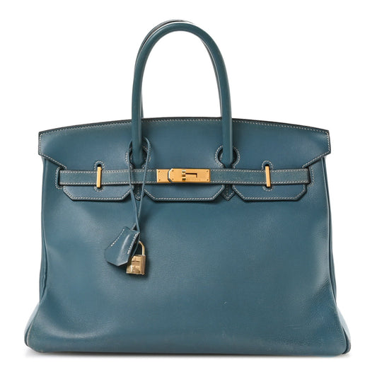 Hermes Gulliver Birkin Jean Handbag Blue Travel Bag