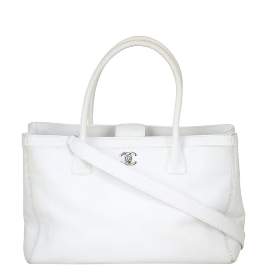 Chanel Cerf Tote Hardware White Silver Tote Bag