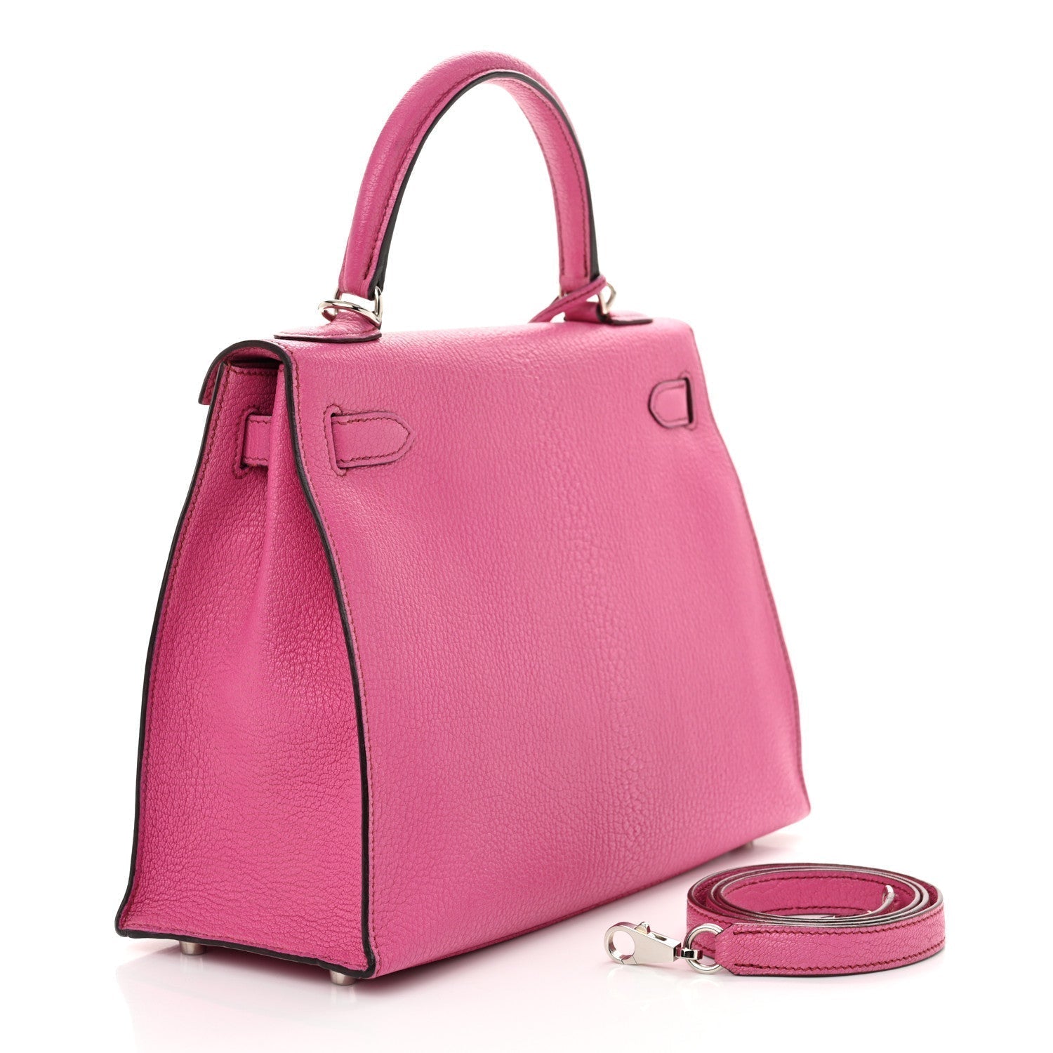 Hermes Chevre De Coromandel Kelly Sellier Fuchsia Handbag Travel Bag