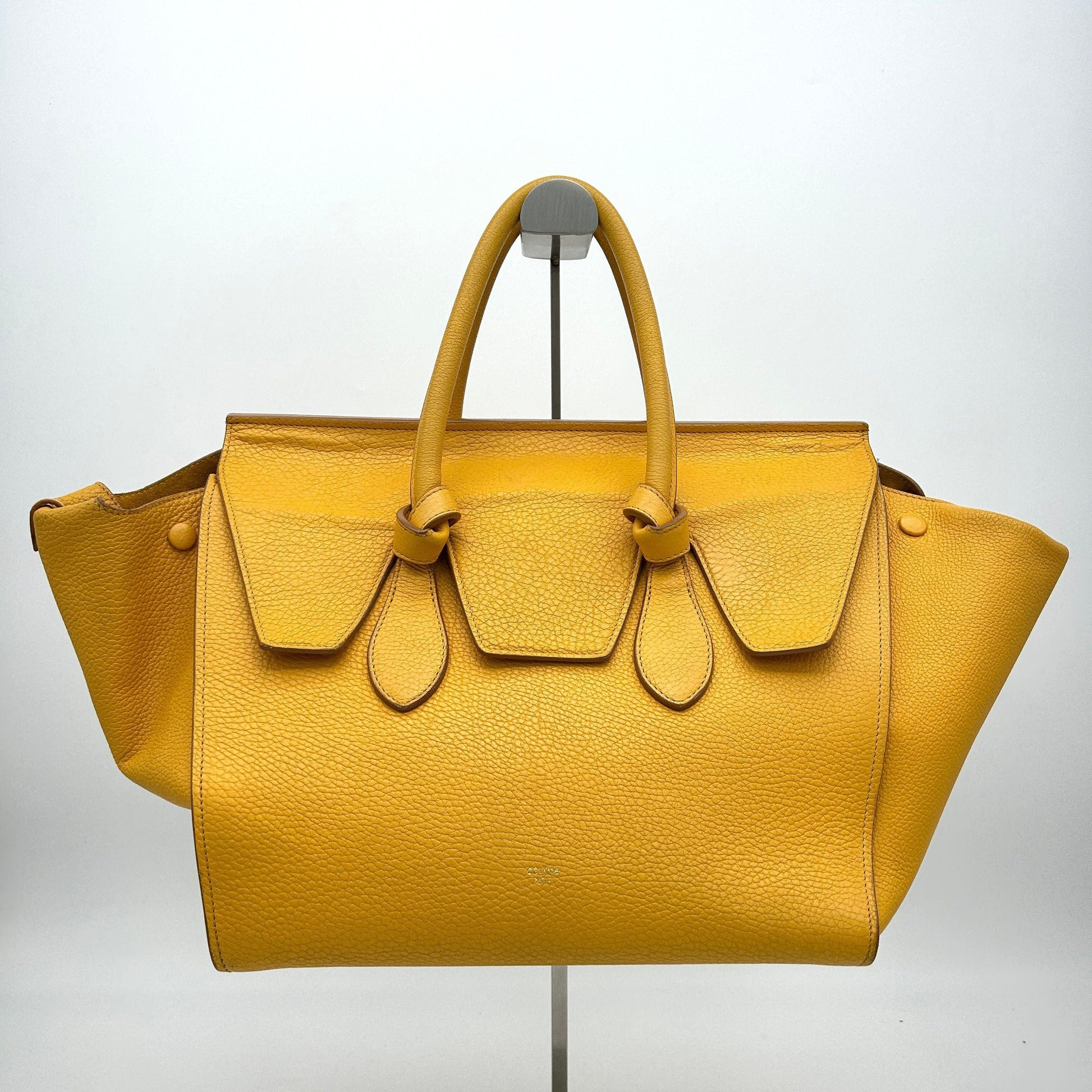 Luxury Crisped Calfskin Tie Knot Tote Saffron Large Tote Bag