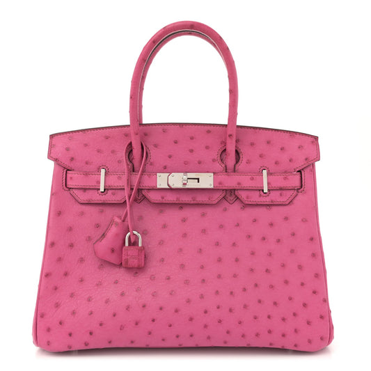 Hermes Ostrich Birkin Fuchsia Handbag Travel Bag