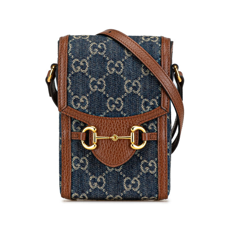 Gucci Horsebit Shoulder Bag Canvas Denim