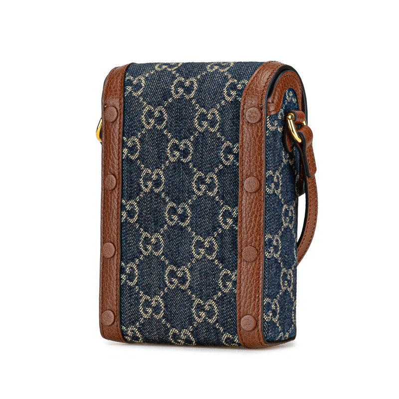 Gucci Horsebit Shoulder Bag Canvas Denim