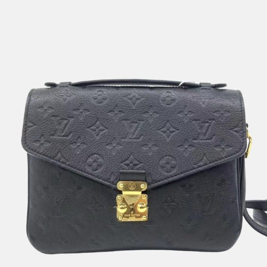 Louis Vuitton Pochette Métis Monogram Empreinte Leather Black Clutch Bag