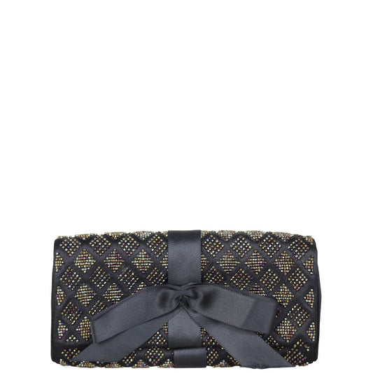 Chanel Beaded Ribbon Clutch Satin Flap Clutch Bag