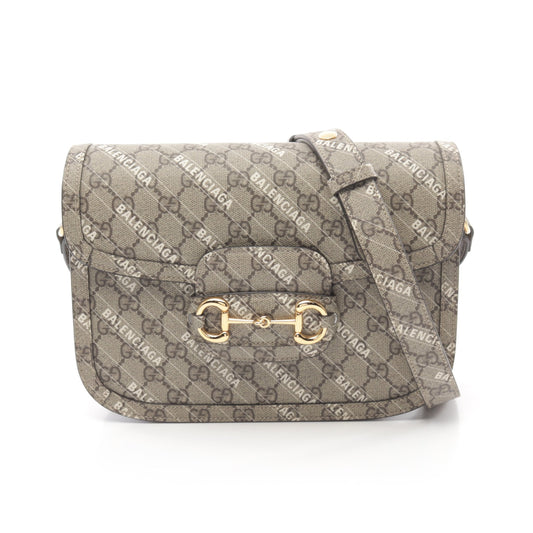 Gucci * Luxury Balenciaga Trending Horsebit White Brown Beige Shoulder Bag