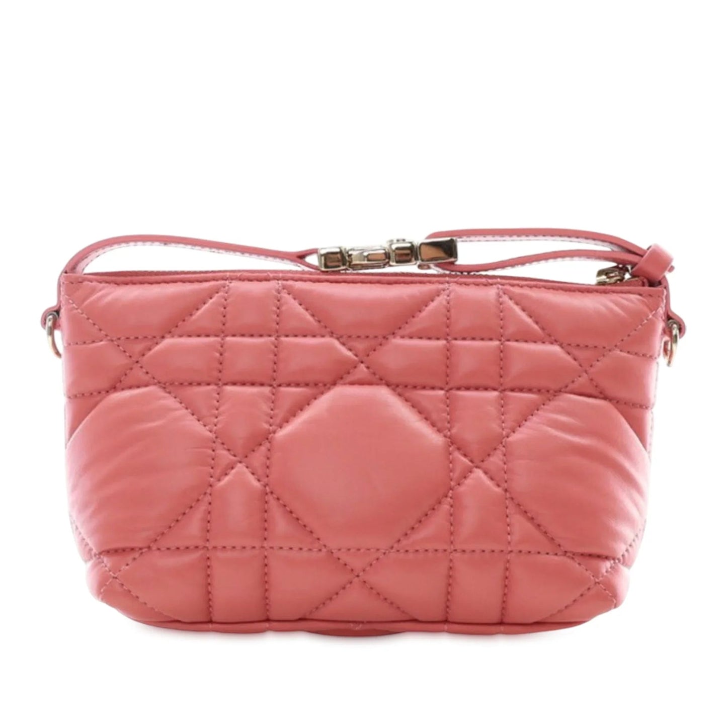 Dior Handbag Calfskin Macrocannage travel Nomad Pouch Pink Small Travel Bag