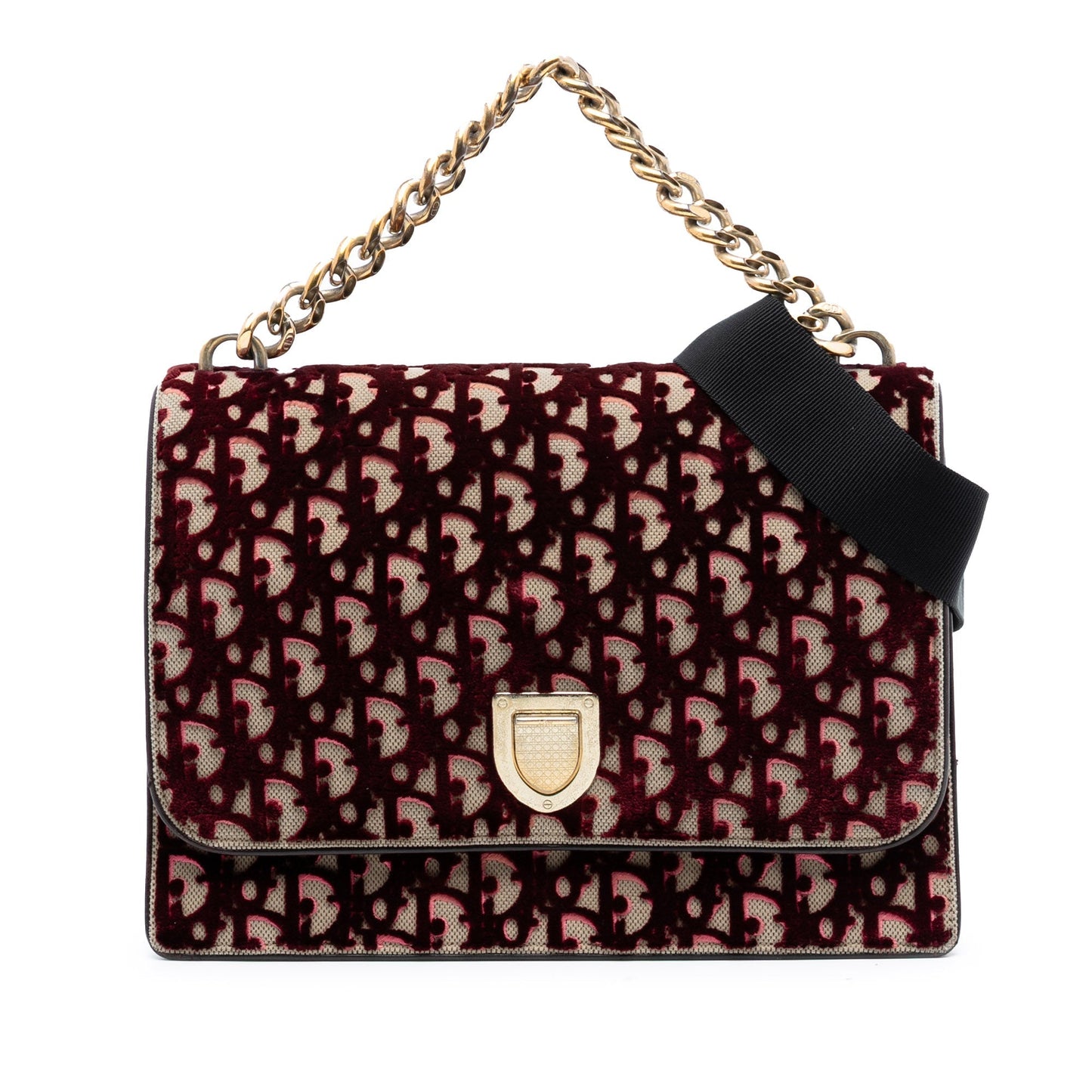 Dior Handbag Oblique and Velvet ama Satchel Canvas Red Large Satchel Bag