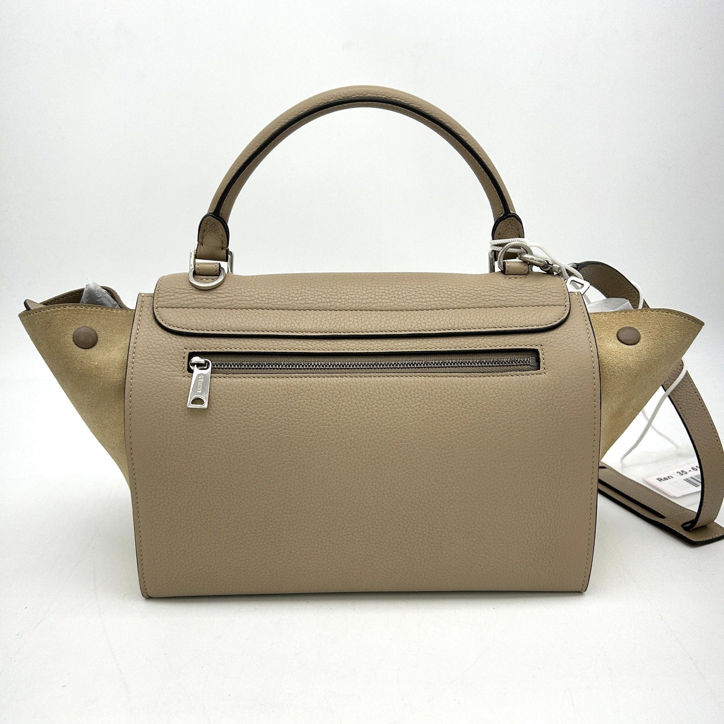 Luxury Drummed Calfskin Trapeze Dune Handbag Suede Small Travel Bag