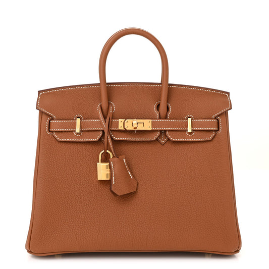 Hermes Togo Birkin Handbag Gold Travel Bag 25 Gold 1766360