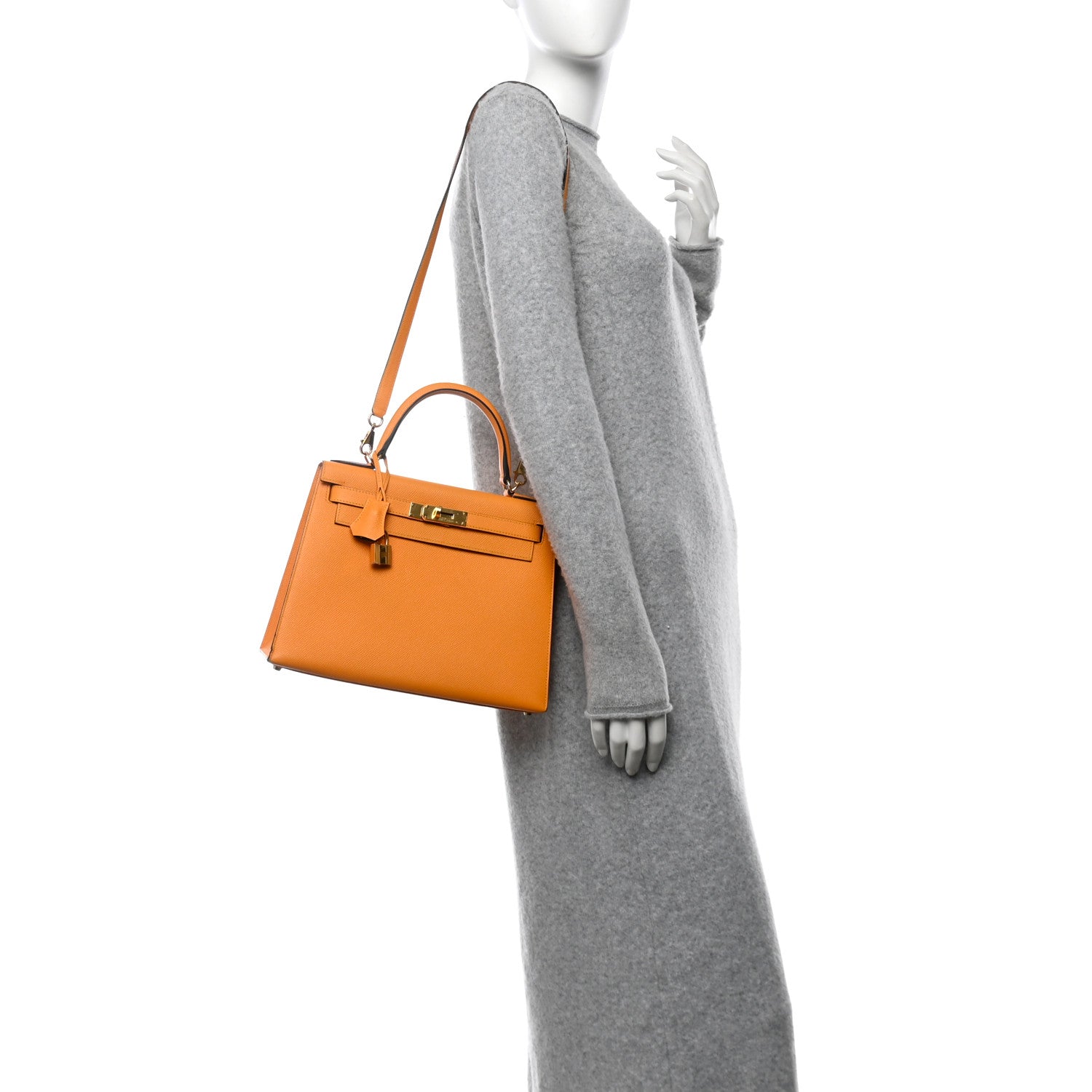 Hermes Epsom Horseshoe Kelly Sellier Jaune Or Etain Handbag Shoes