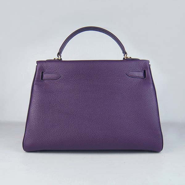 Hermes Luxury Kelly Cm Togo Handbag Purple Golde Leather Travel Bag