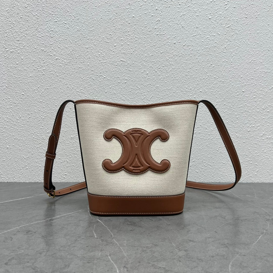 Top Quality Cuir Triomphe In Textile Natural Tan Small Bucket Bag 198242Efl02Nt 5175
