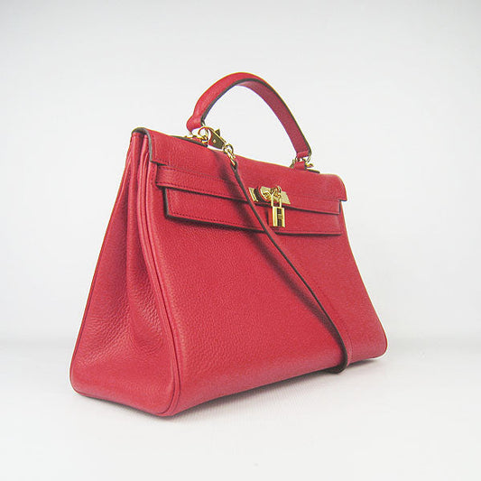 Hermes Luxury Kelly Cm Togo Handbag Golden Leather Red Travel Bag