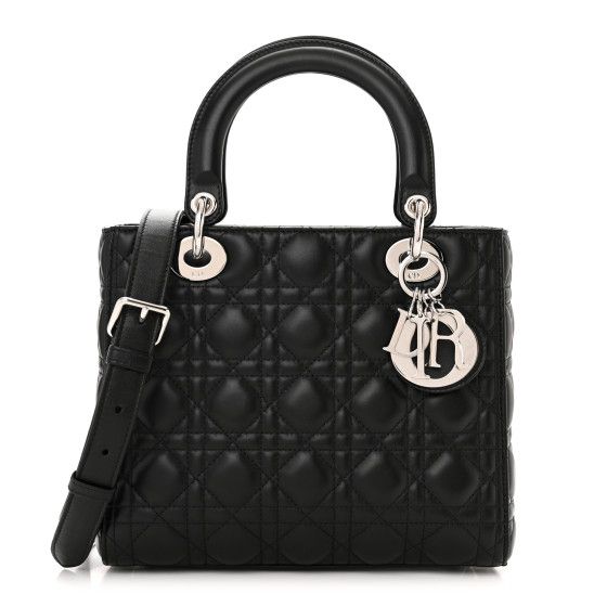 Dior Lady Lambskin Shoulder Bag Black Medium