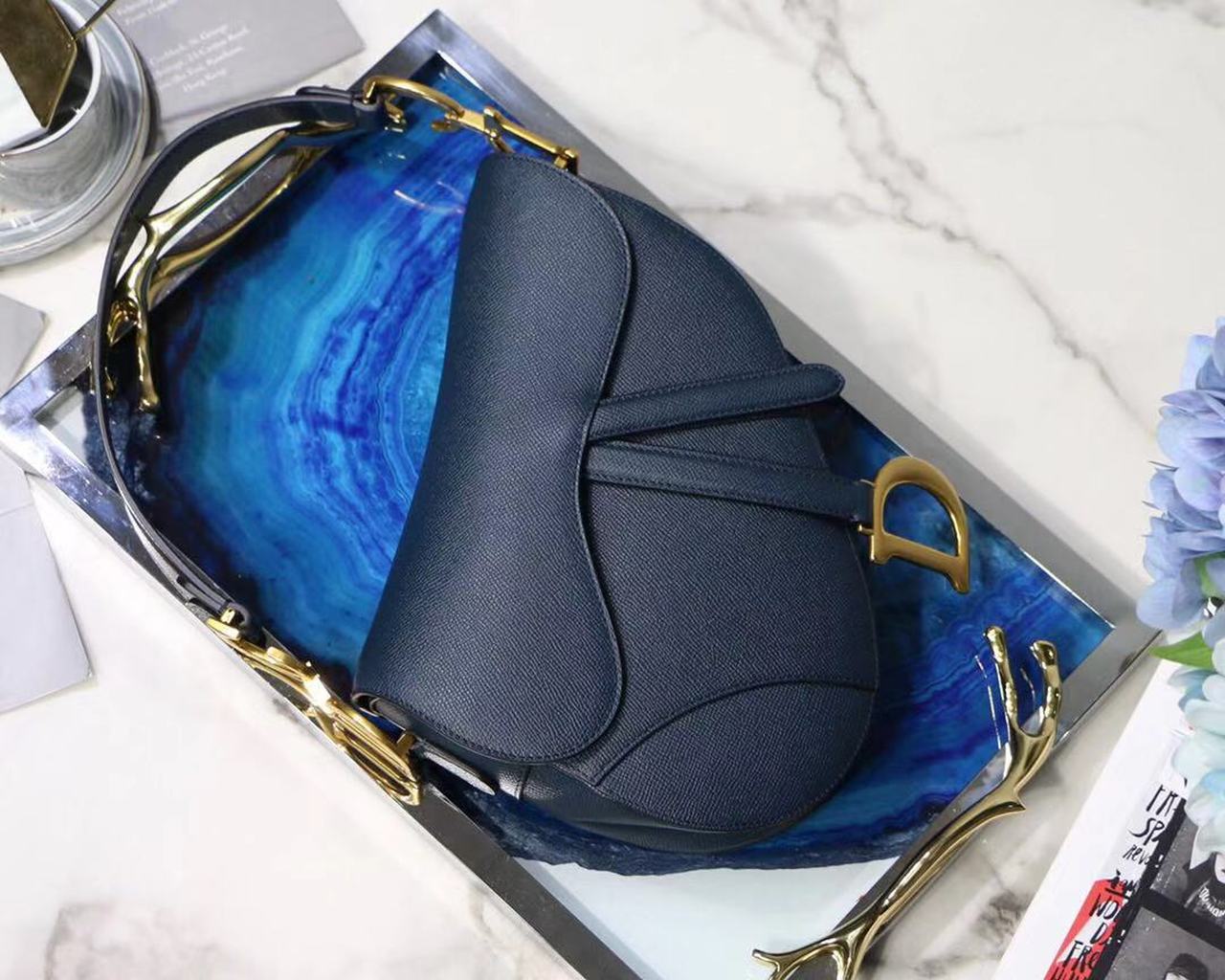 Saddle Cd Blue Shoulder Bag