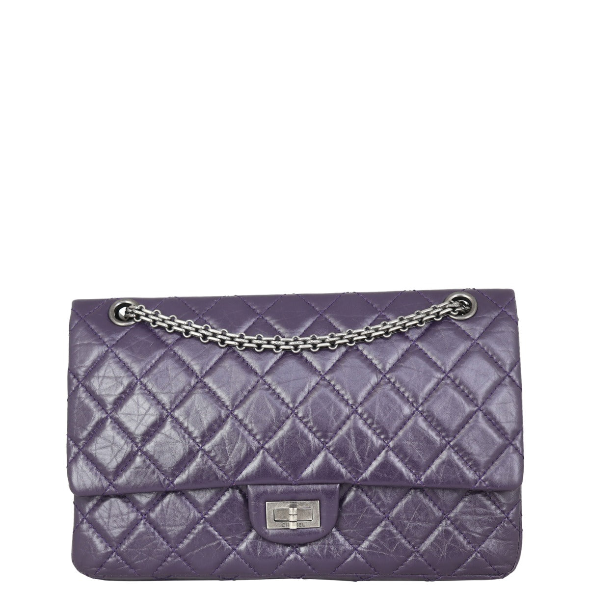 Chanel 2.55 Reissue 226 Double Bag Purple Flap Handbag