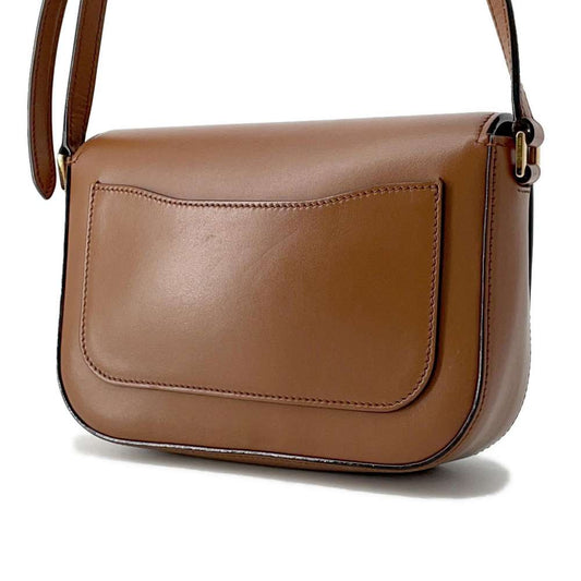 Prada Shoulder Bag Leather Brown Logo