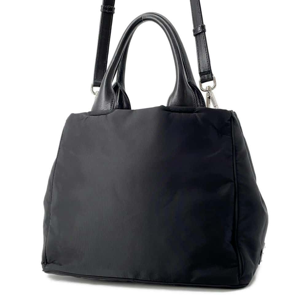 Prada Ribbon 2Way Tote Bag Nylon Black