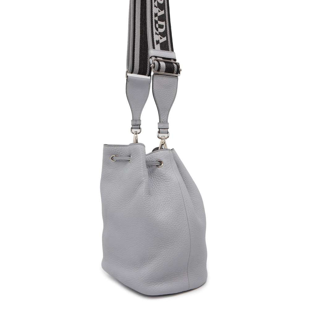 Prada Shoulder Bag Leather Blue Bucket